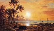 Albert Bierstadt Tropical Landscape with Fishing Boats in Bay oil